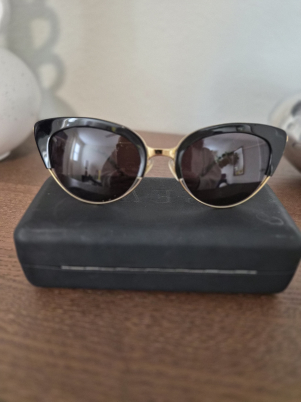 KREWE Black and Gold Cat-Eye Women's Sunglasses